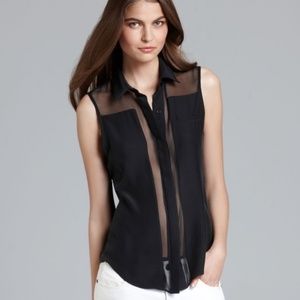 Parker Uma Combo Black Silk Top Size M